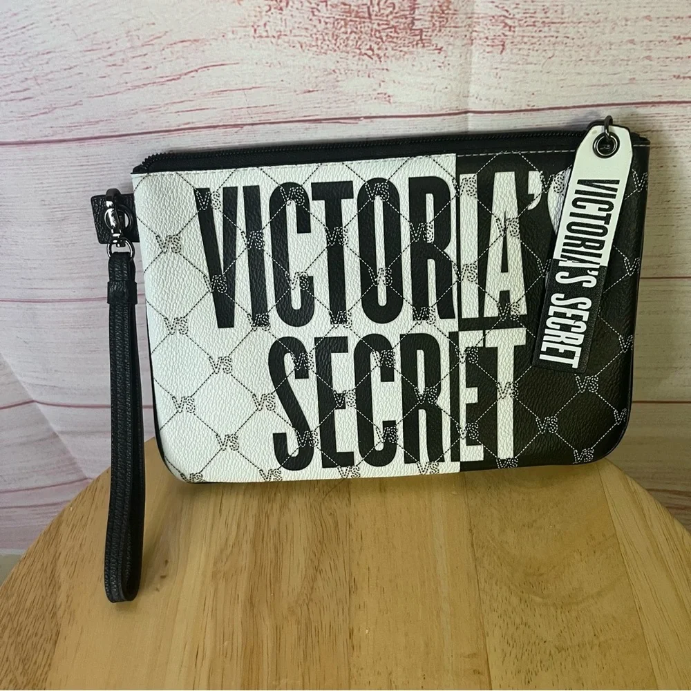 Victoria’s Secret White and‎ Black Wristlet Clutch Bag